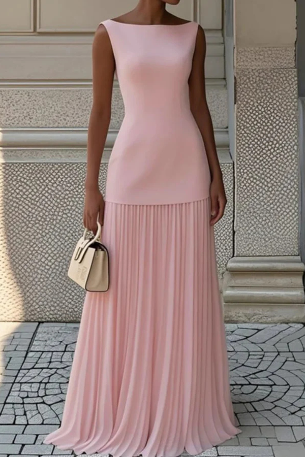 Women's Maxi Dress – Heavyweight Crepe Pleated Formal | Amelia 8