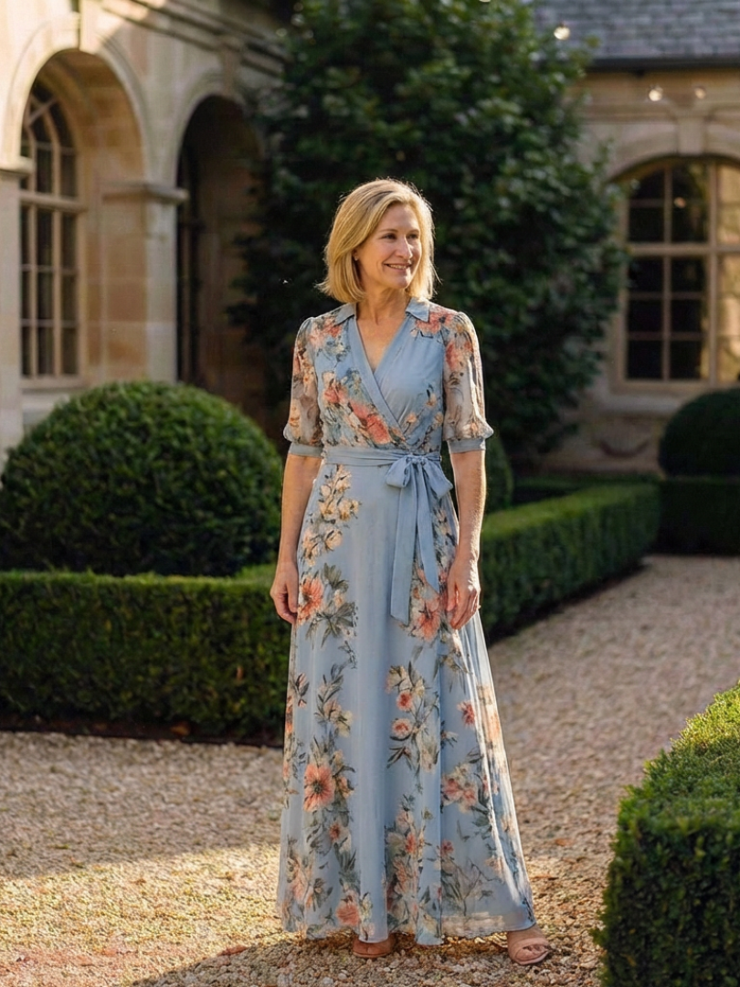 Sophie | V Neck Wrap Casual Fit Maxi Dress
