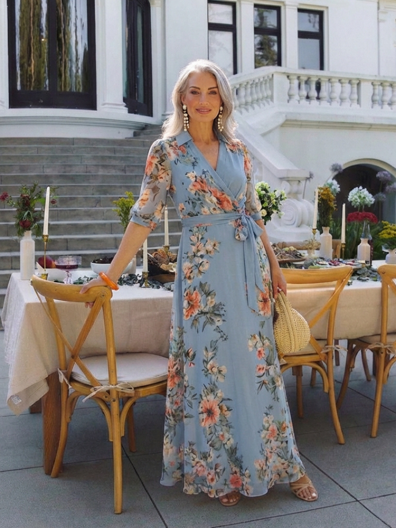 Sophie | V Neck Wrap Casual Fit Maxi Dress