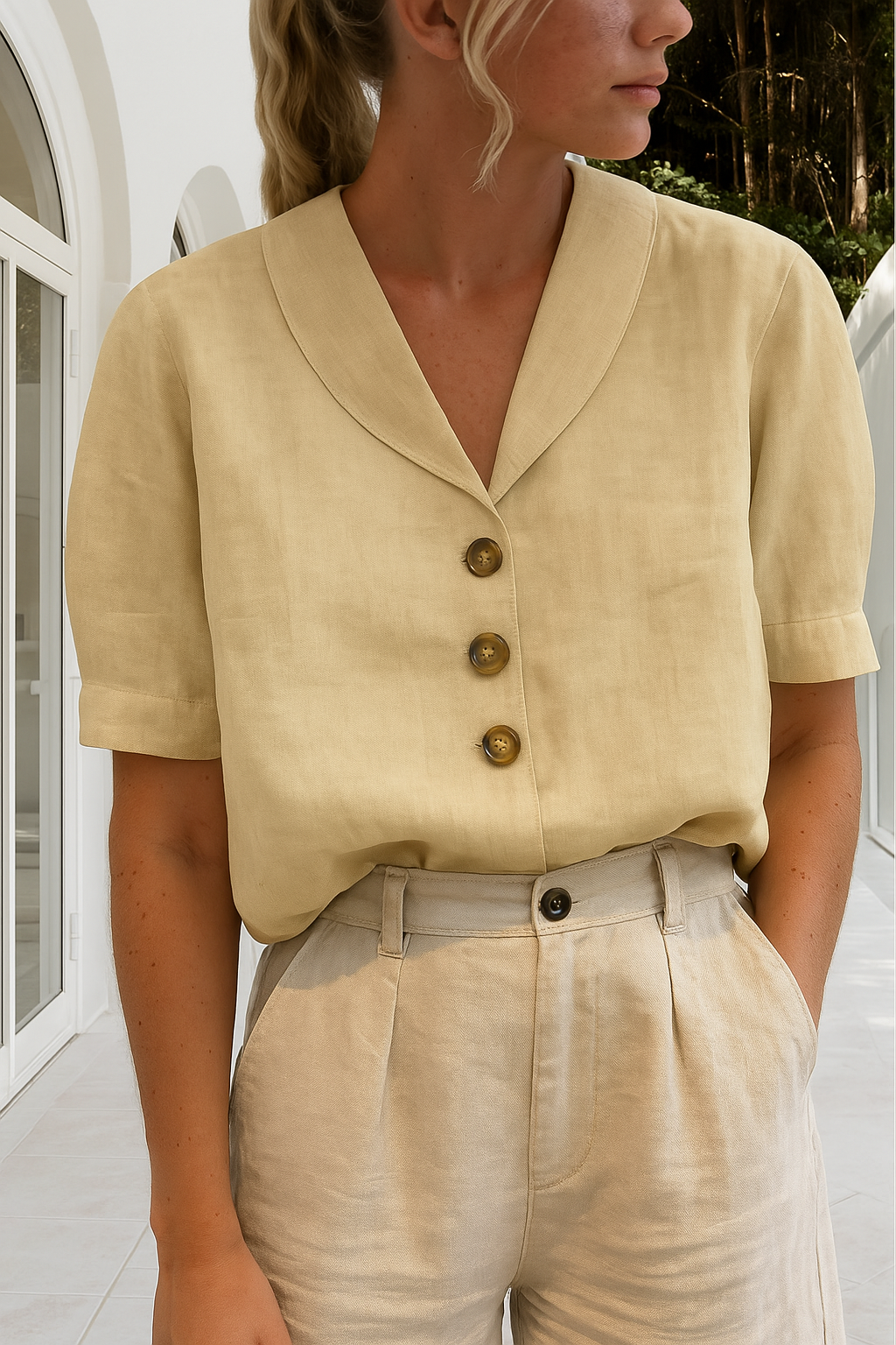 Emma | Wrap Neckline Professional Casual Tailored Blouse