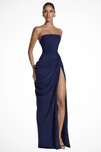 Lena | Corset Maxi Dress Formal Stretch-Crepe Fabric Side Slit