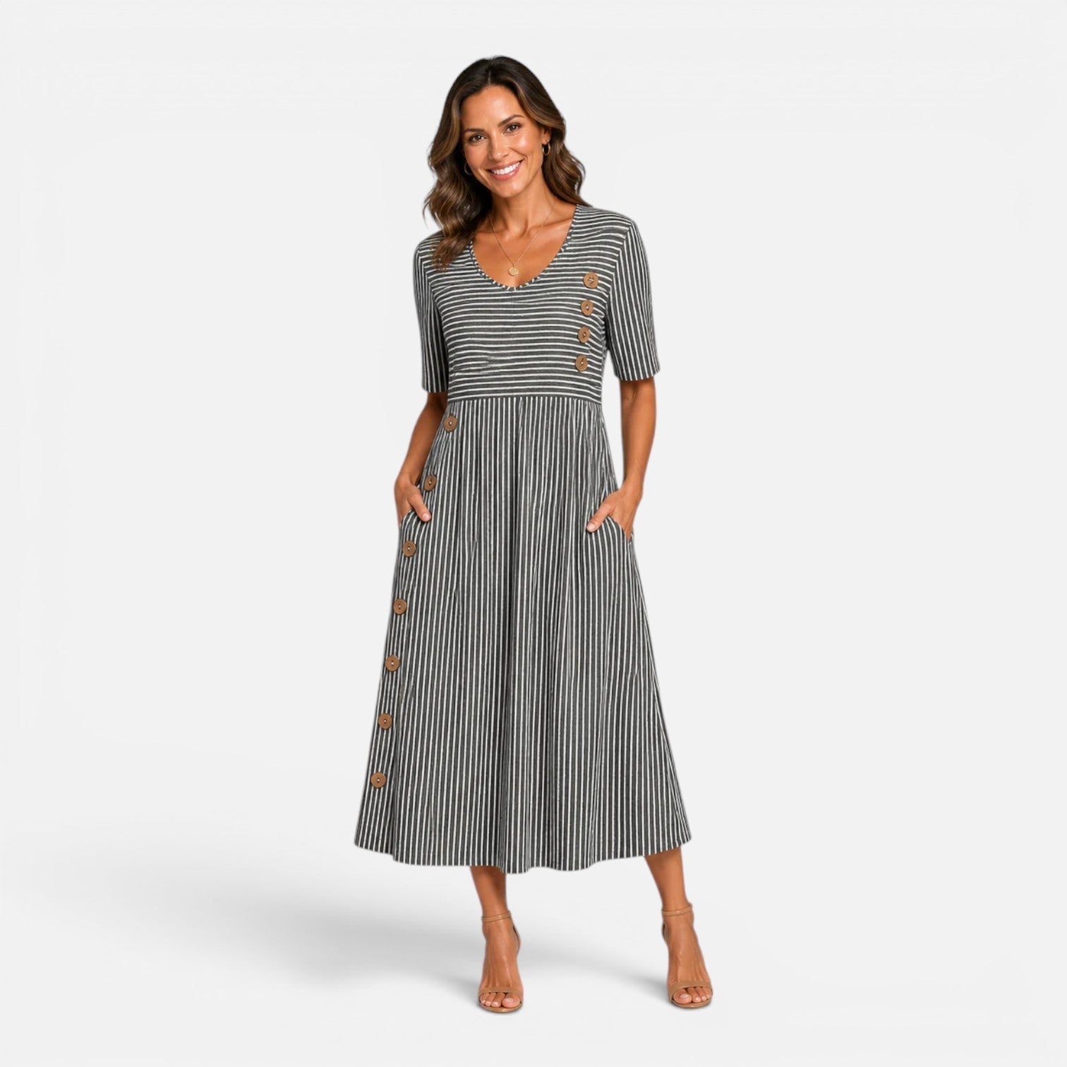 Lily | Striped Casual Relaxed Fit Midi Dress
