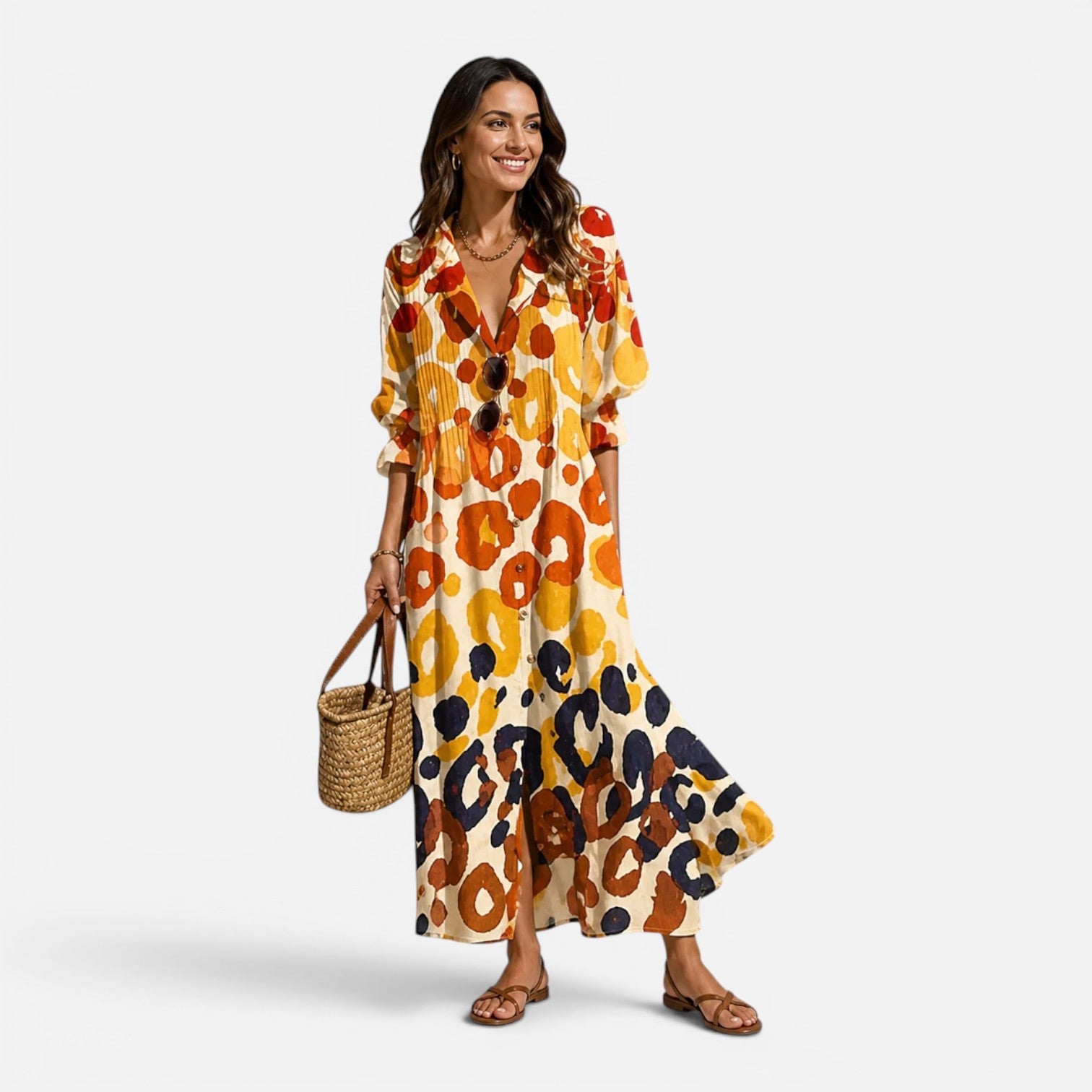 Emma | Bohemian Summer Maxi Dress Relaxed Fit Button-Front