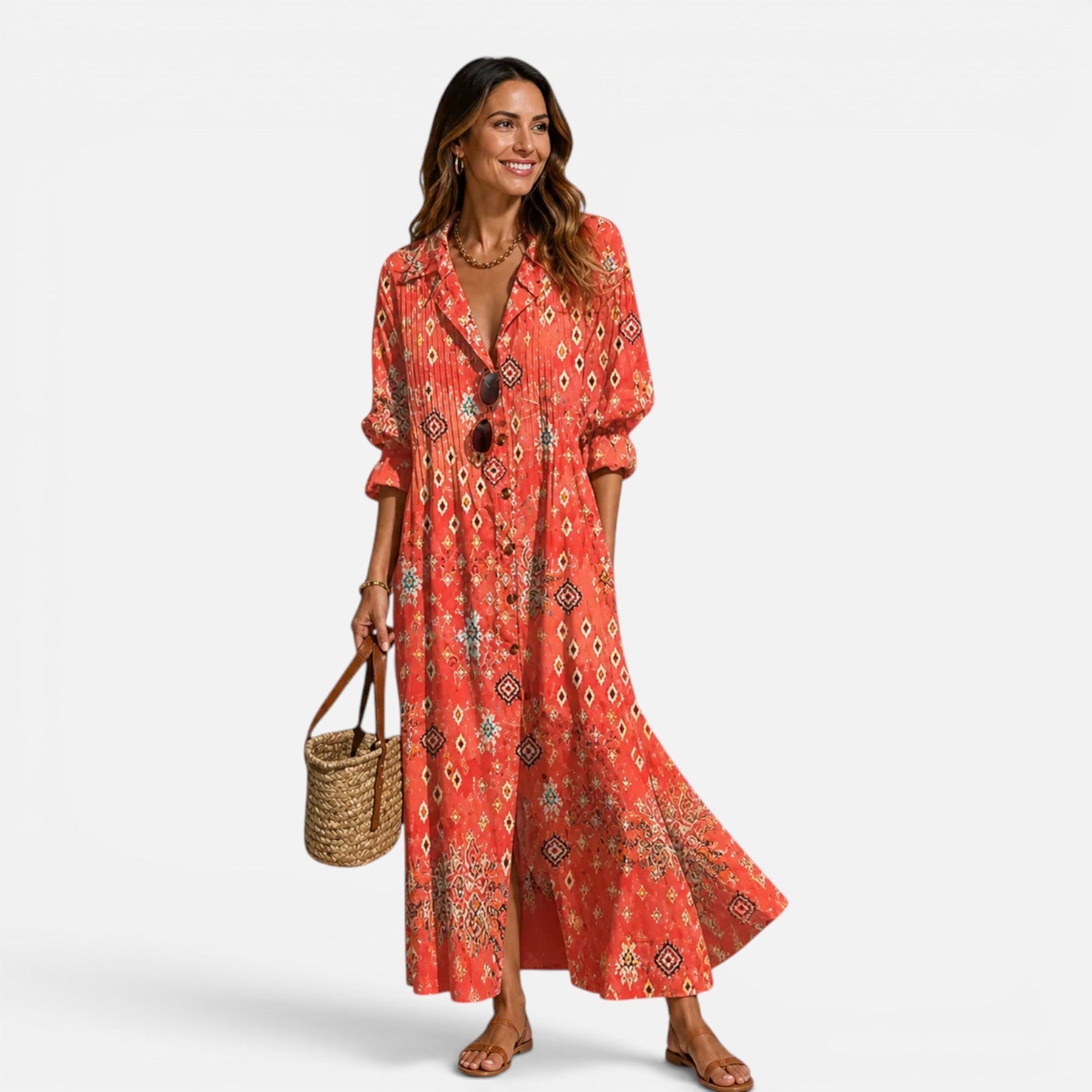 Emma | Bohemian Summer Maxi Dress Relaxed Fit Button-Front