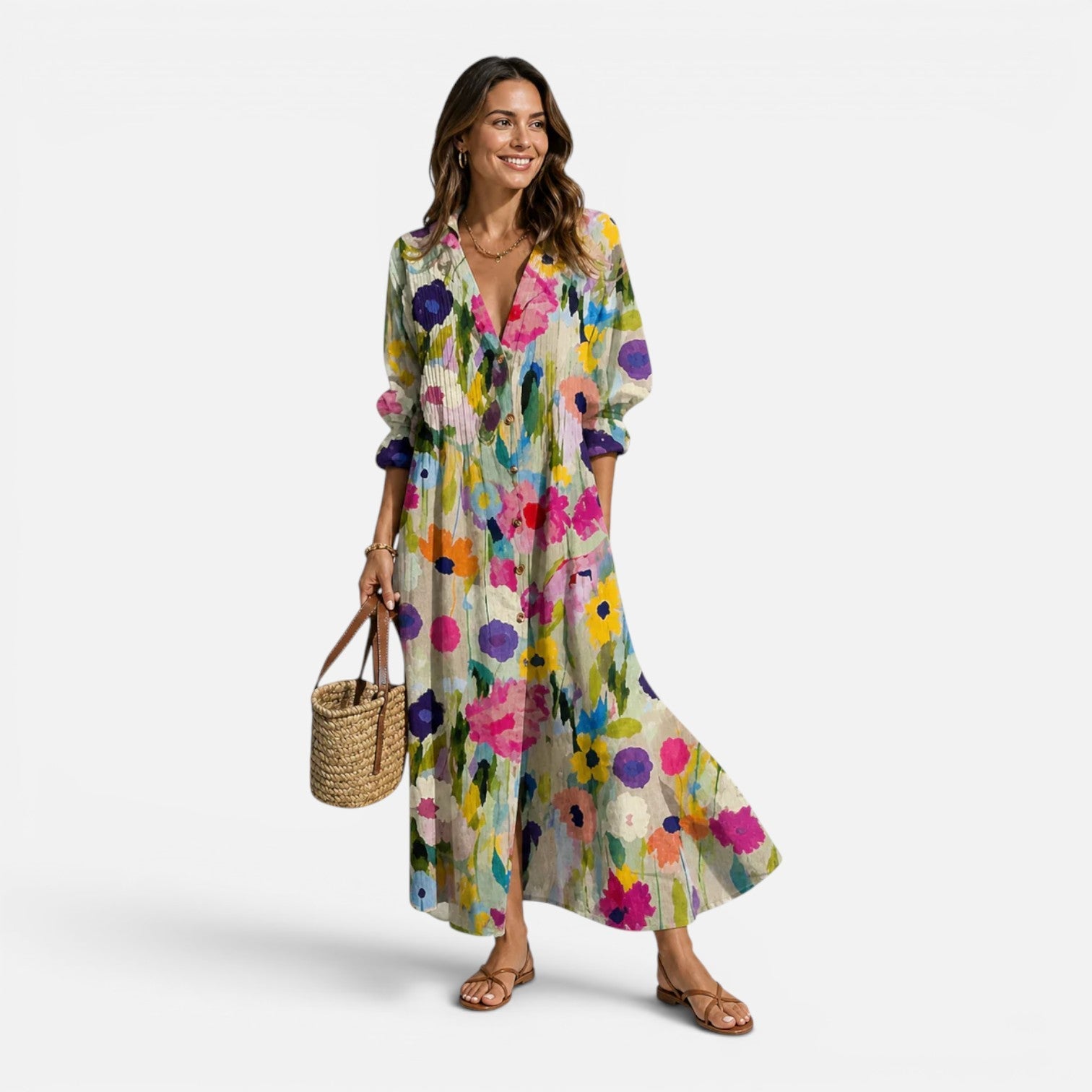 Emma | Bohemian Summer Maxi Dress Relaxed Fit Button-Front