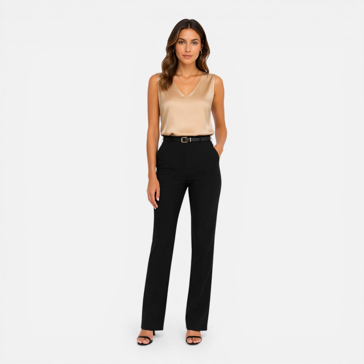 Isla | Sleeveless V-neck Elegant Tailored Blouse Top