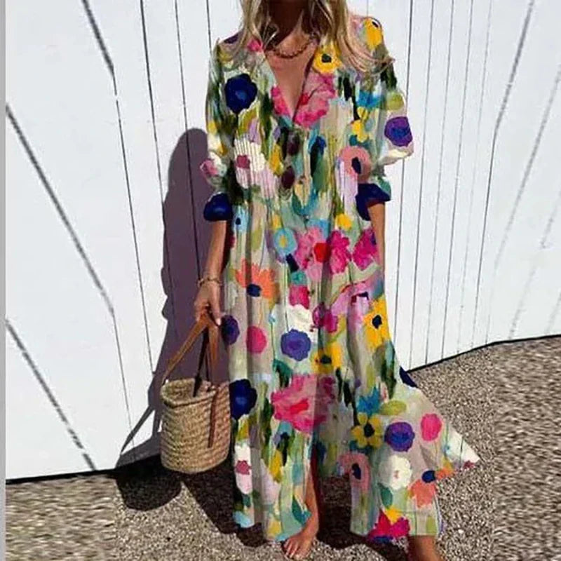 Marlowe | Floral Painted Linen Maxi Dress