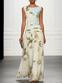 Isla | Sleeveless Boat Neck Wedding Guest Ruched Waist Maxi Dress