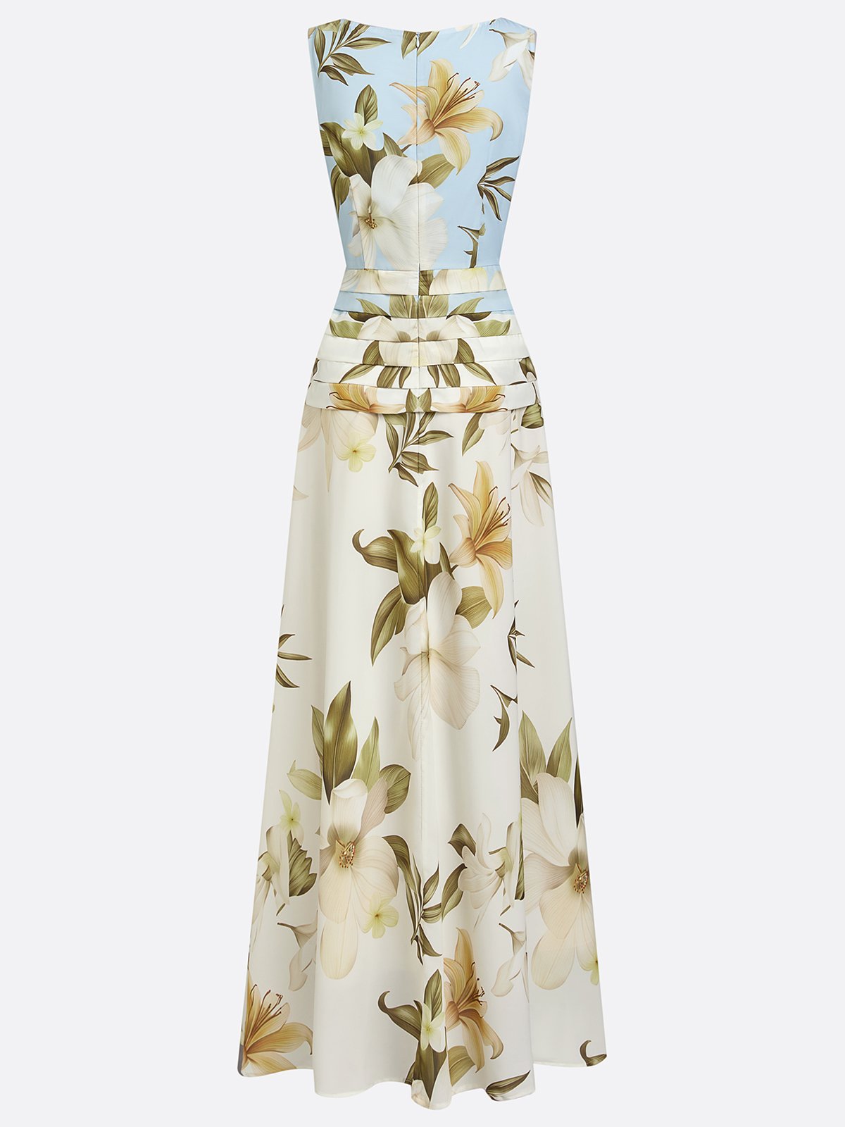 Isla | Sleeveless Boat Neck Wedding Guest Ruched Waist Maxi Dress