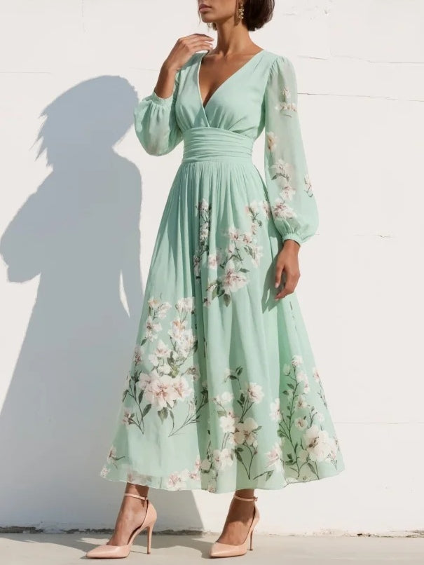 Lily | V-Neck Pleated Wedding Guest Dress Midi Fit