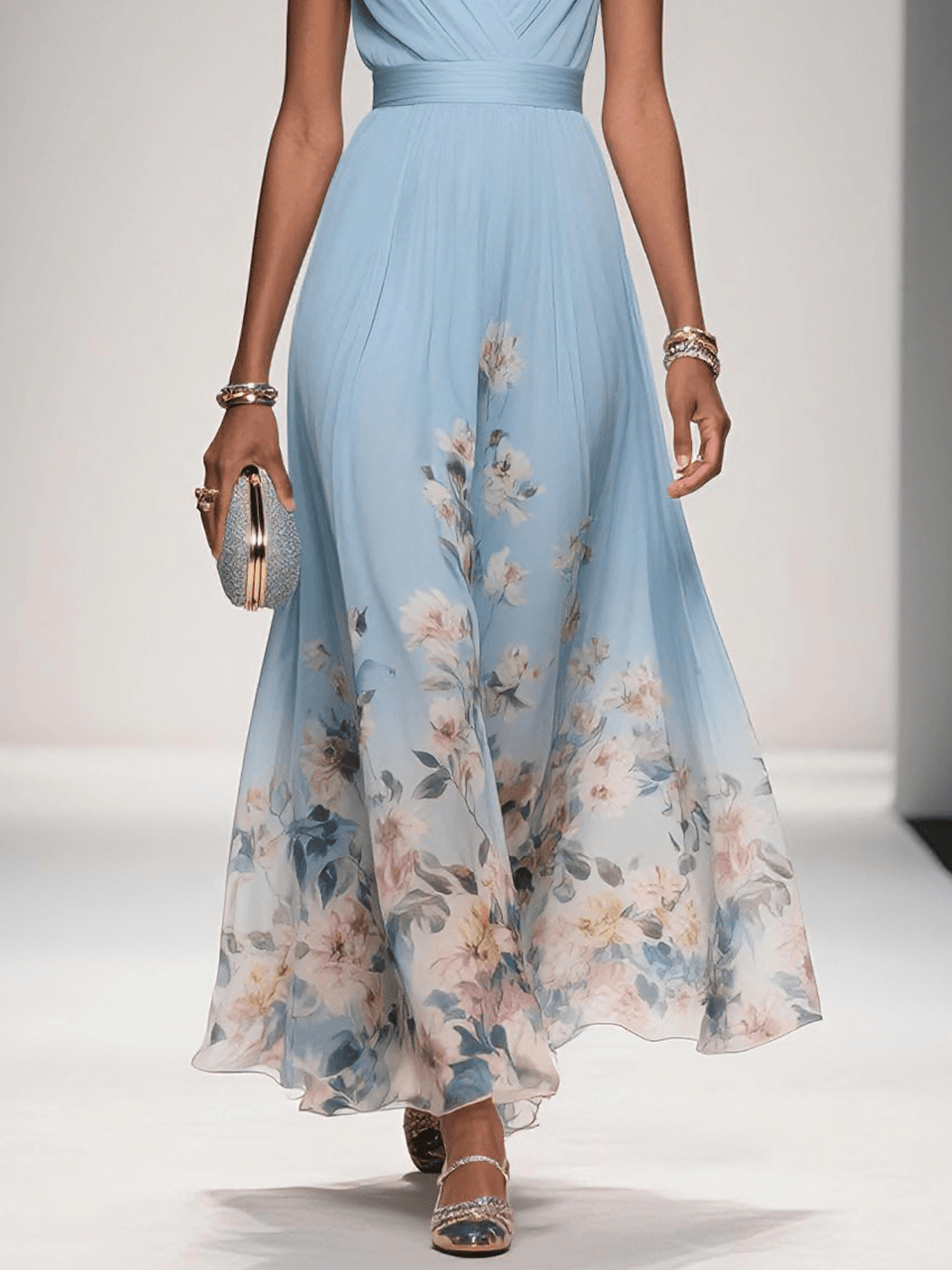 Women's Maxi Dress – Chiffon Pleated A-Line Evening | Amelia 3