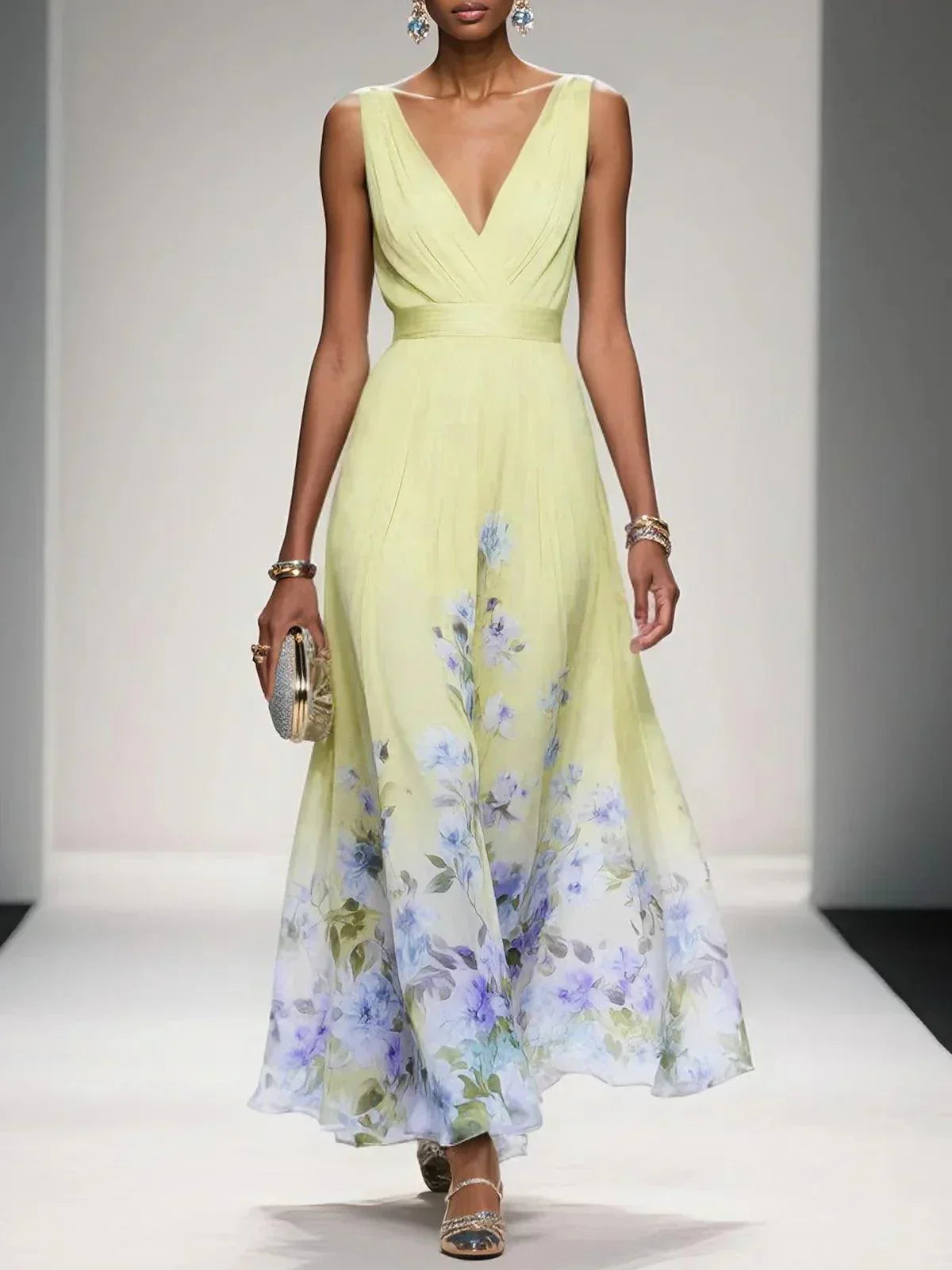 Women's Maxi Dress – Chiffon Pleated A-Line Evening | Amelia 5