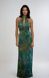 Harper | Sheer Mesh Halter Neck Formal Fit Maxi Dress