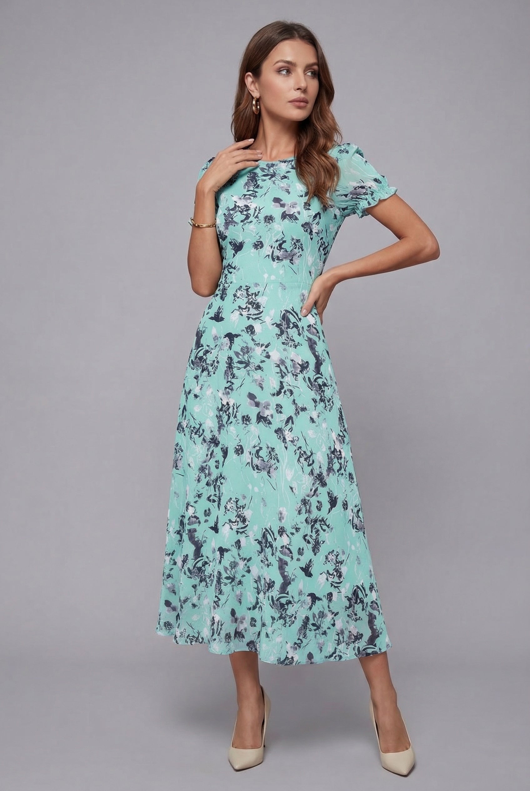 Emma | Floral Summer Casual Relaxed Fit Midi Dress