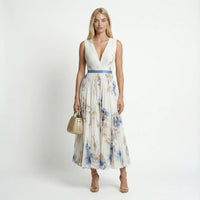 Isla | V-Neck Pleated Maxi Dress Summer Occasion Flowy Silhouette