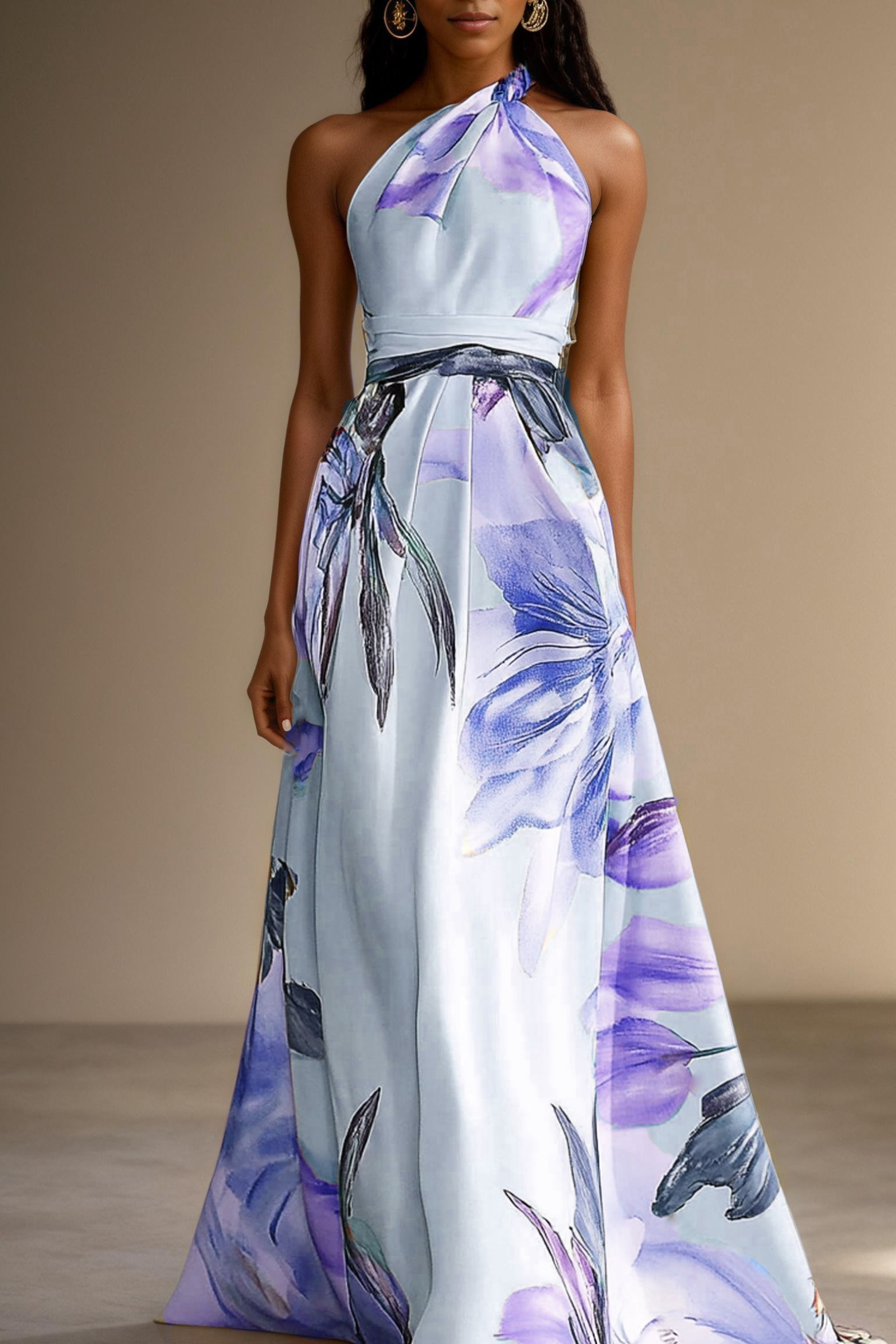 Isabella | One Shoulder Wedding Guest A-Line Maxi Dress