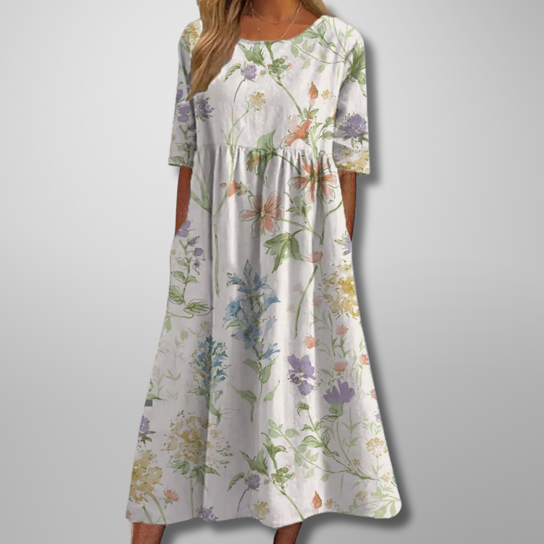 Women's Midi Dress – Linen Blend Empire Fit Casual | Amelia 4
