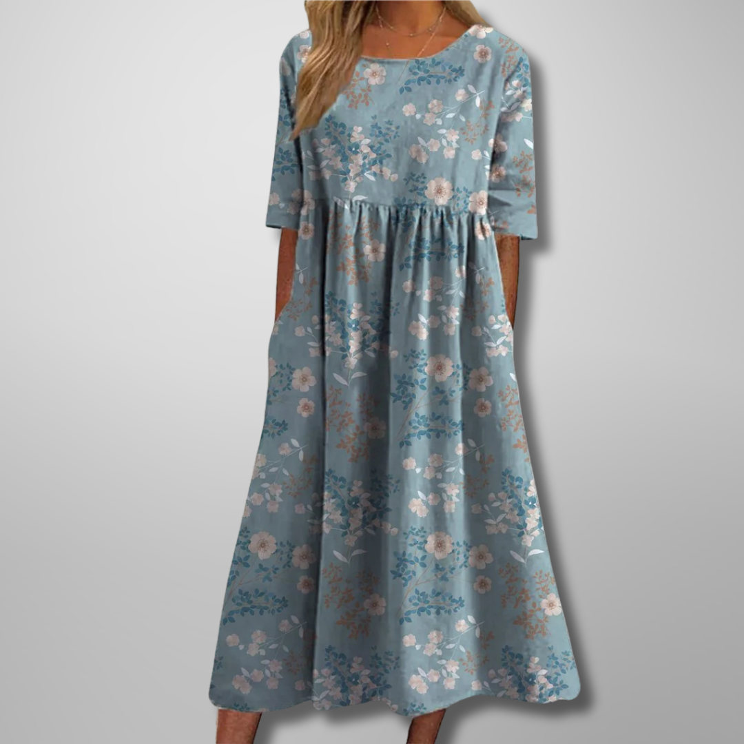 Women's Midi Dress – Linen Blend Empire Fit Casual | Amelia 5