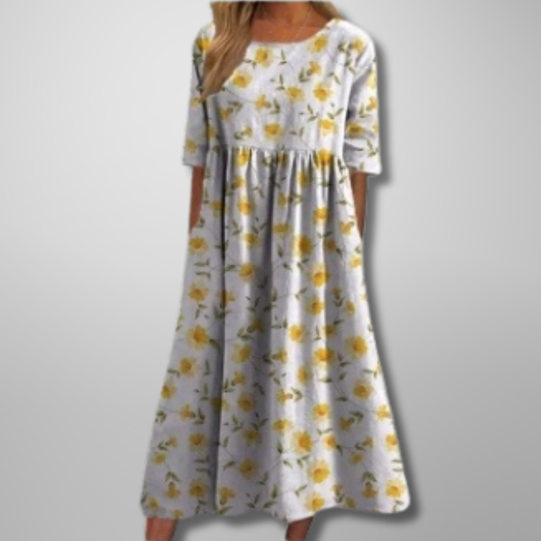 Women's Midi Dress – Linen Blend Empire Fit Casual | Amelia 7