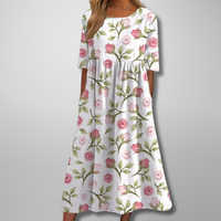 Eliza | Empire Waist Midi Dress Linen Blend Pockets
