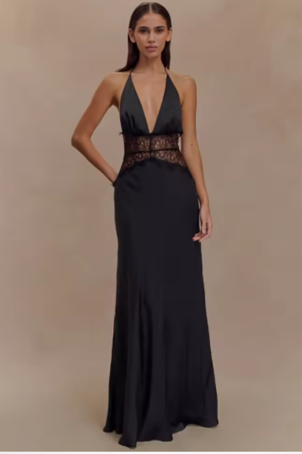 Valentina | Lace Inset Halter Gown