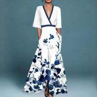 Elodie | V-Neck Embroidered Evening Tulle A-Line Maxi Dress