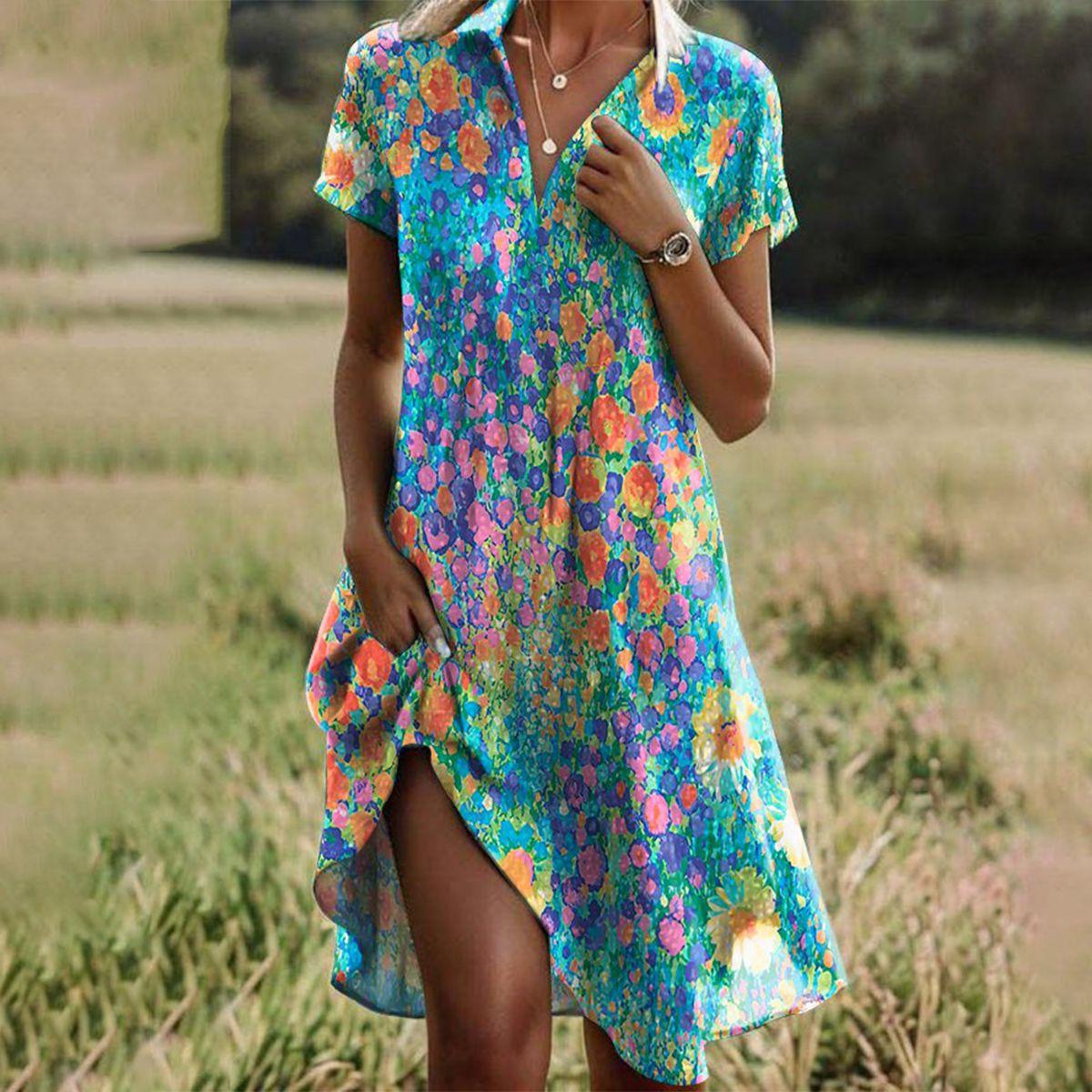 Women's Tea Dress – Textured Weave A-Line Casual | Florence 1