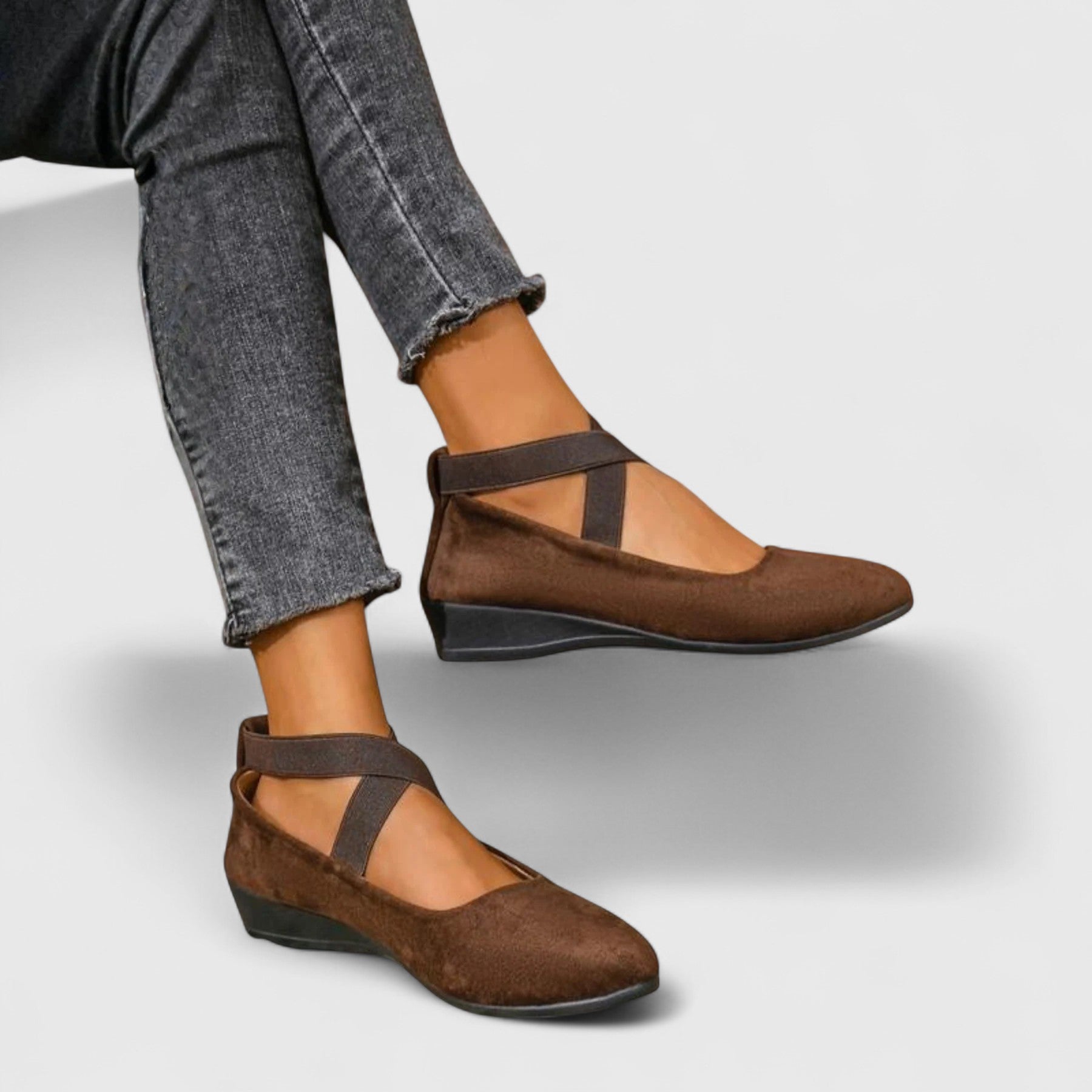 Women's Wedge Sandals – Suede Criss-Cross Ankle Strap Casual | Florence 3
