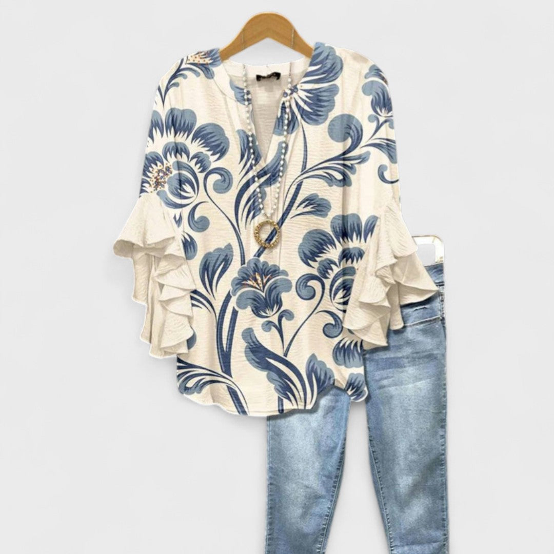 Women's Blouse – Woven Floral Lightweight Relaxed Fit Evening | Amelia 1