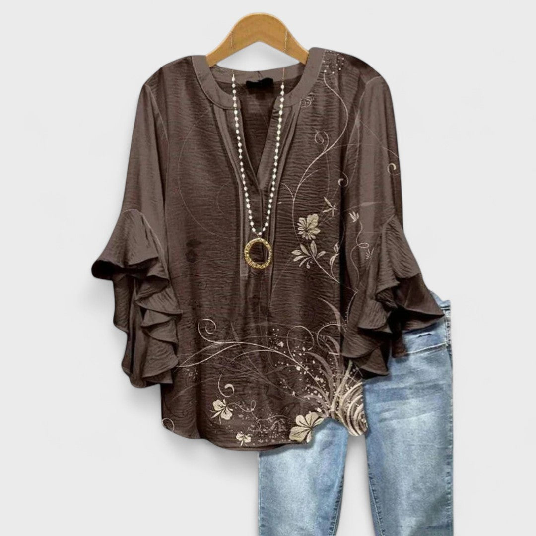 Women's Blouse – Woven Floral Lightweight Relaxed Fit Evening | Amelia 4