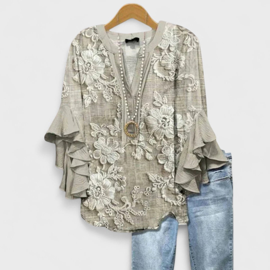 Women's Blouse – Woven Floral Lightweight Relaxed Fit Evening | Amelia 7
