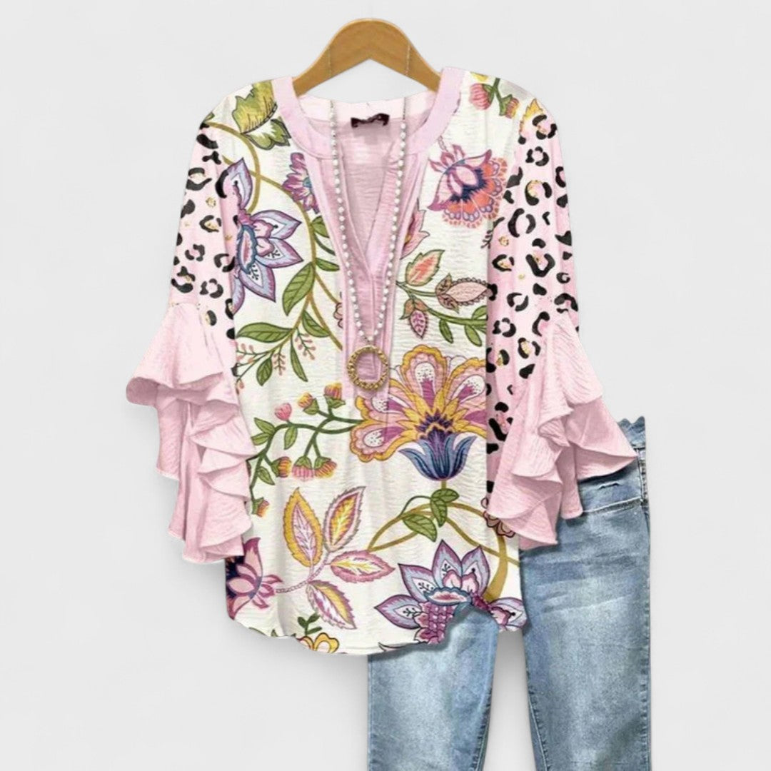 Women's Blouse – Woven Floral Lightweight Relaxed Fit Evening | Amelia 8