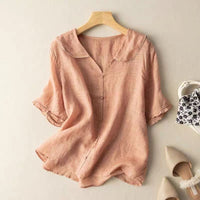 Beatrix | Relaxed Fit Button-Down Linen Blouse Everyday Style