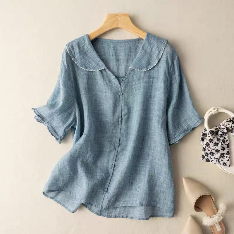 Women's Blouse – Lightweight Linen Relaxed Fit Vintage Style Summer | Amelia 3