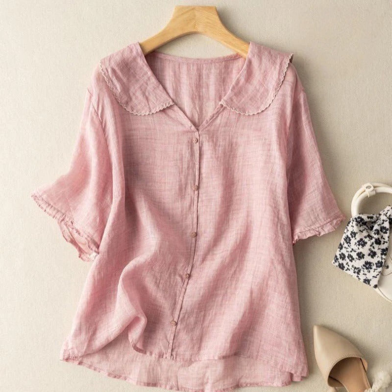 Women's Blouse – Lightweight Linen Relaxed Fit Vintage Style Summer | Amelia 4