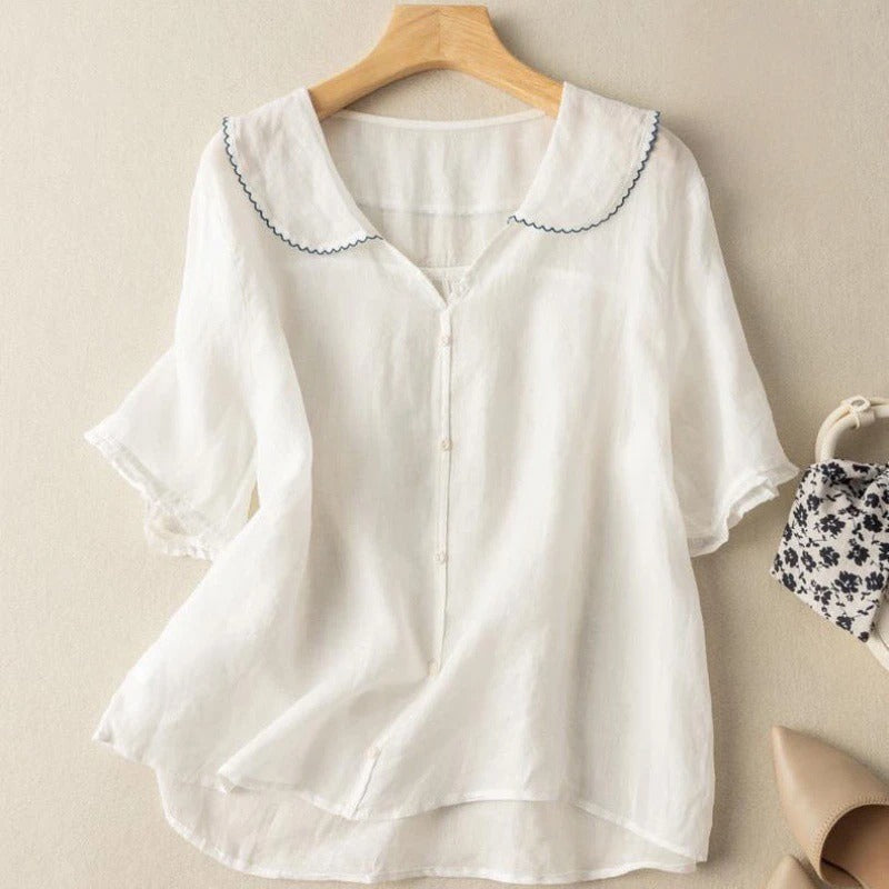 Women's Blouse – Lightweight Linen Relaxed Fit Vintage Style Summer | Amelia 5