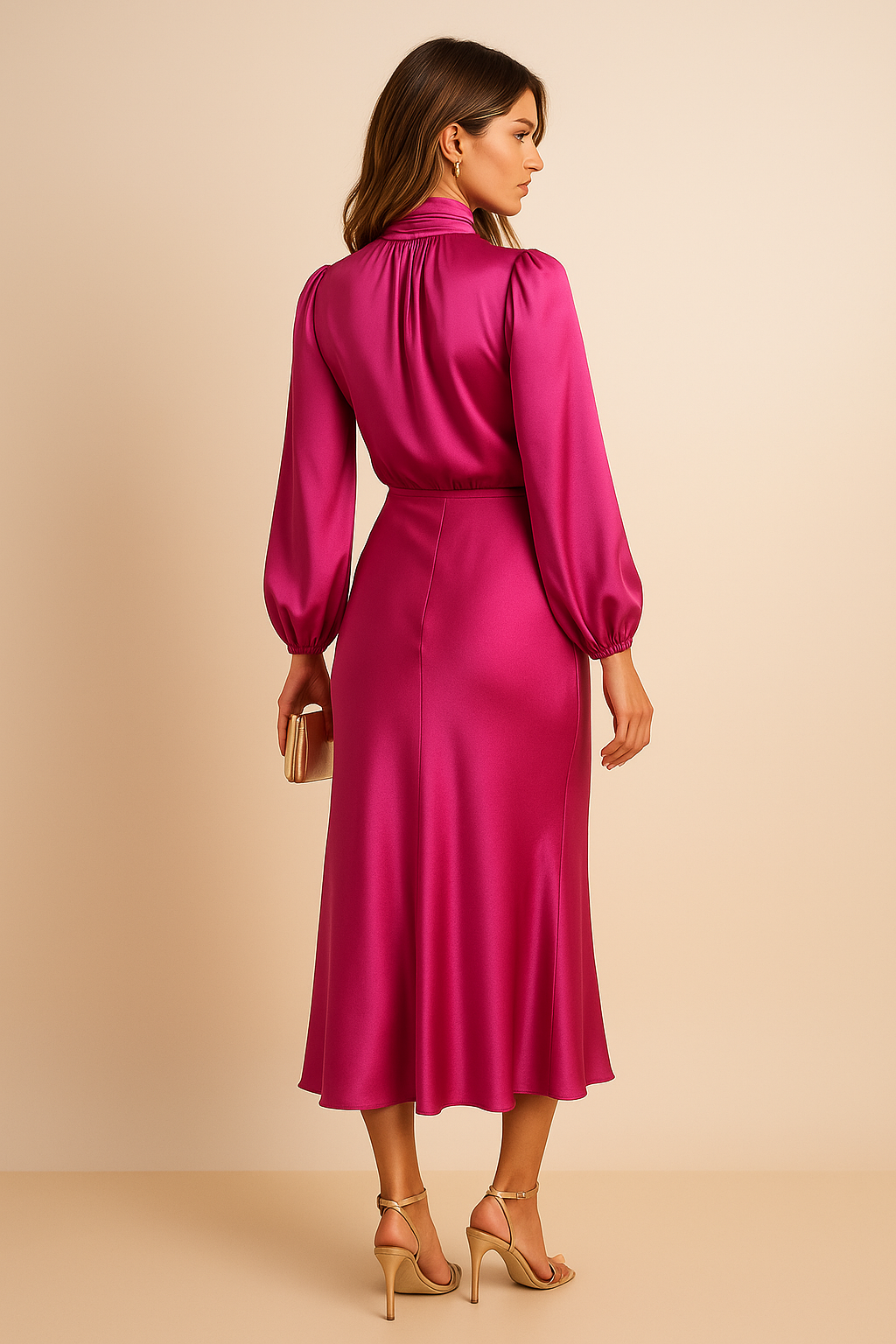 Lily | High Waist Tailored Formal Casual Cotton Blend Midi Dress