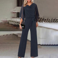 Isla | Wide Neckline Elegant Draped Sleeve Loose Fit Jumpsuit