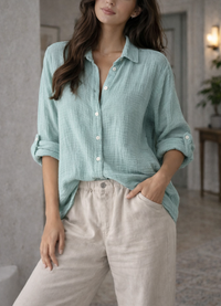 Mara | Relaxed Fit Summer Shirt Double-Gauze Cotton Button-Down