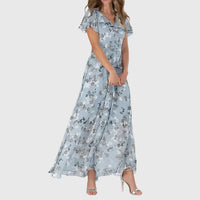 Elodie | Tiered Maxi Dress Evening Wear Chiffon Flutter Sleeves