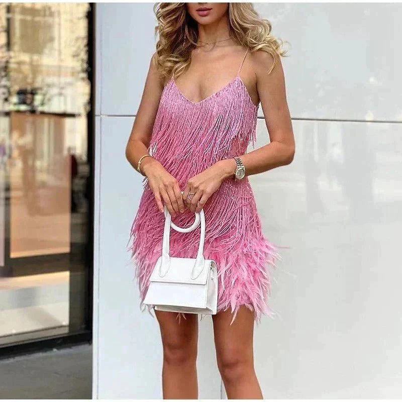 Women's Mini Dress – Mesh Beaded Evening | Imogen 8