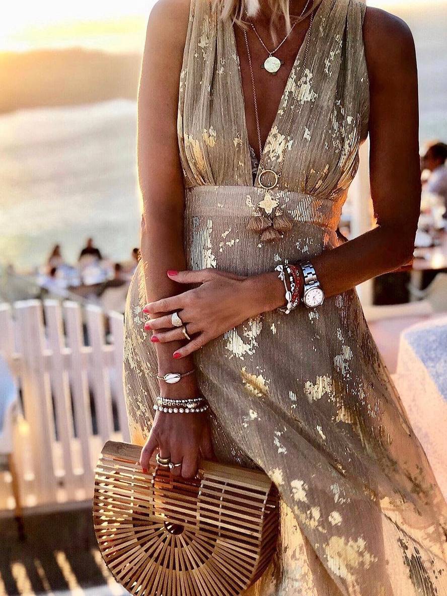 Amelia | V-Neck Sleeveless Evening Dress Long Fit