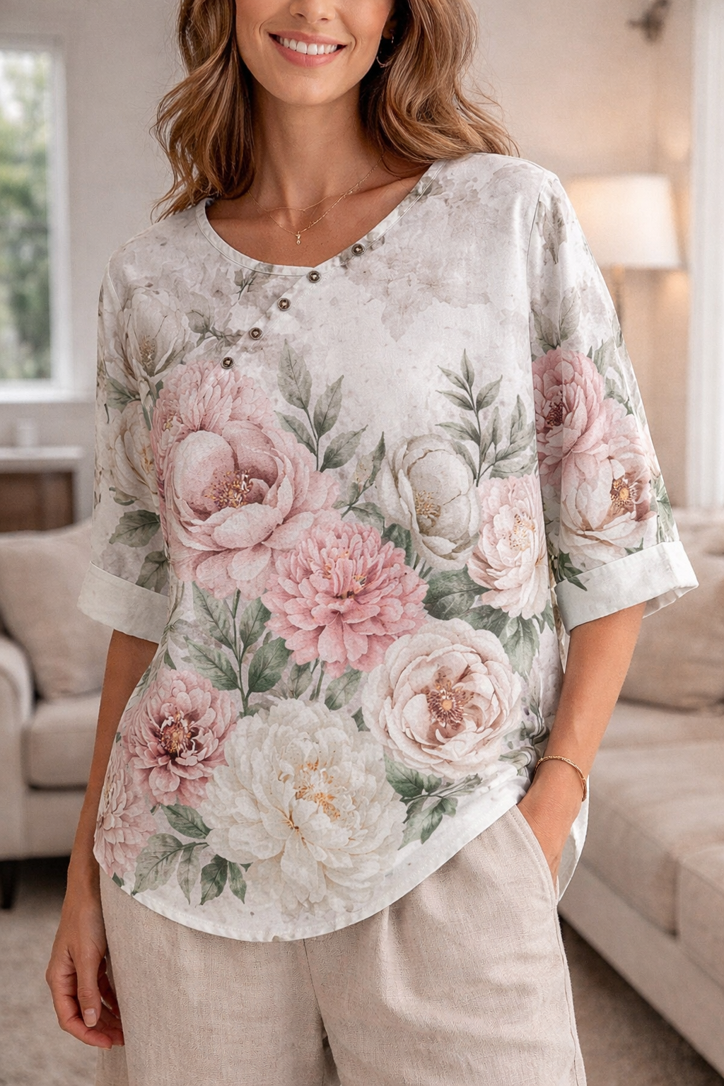 Women's Blouse – Linen Blend Relaxed Fit Casual | Amelia 4