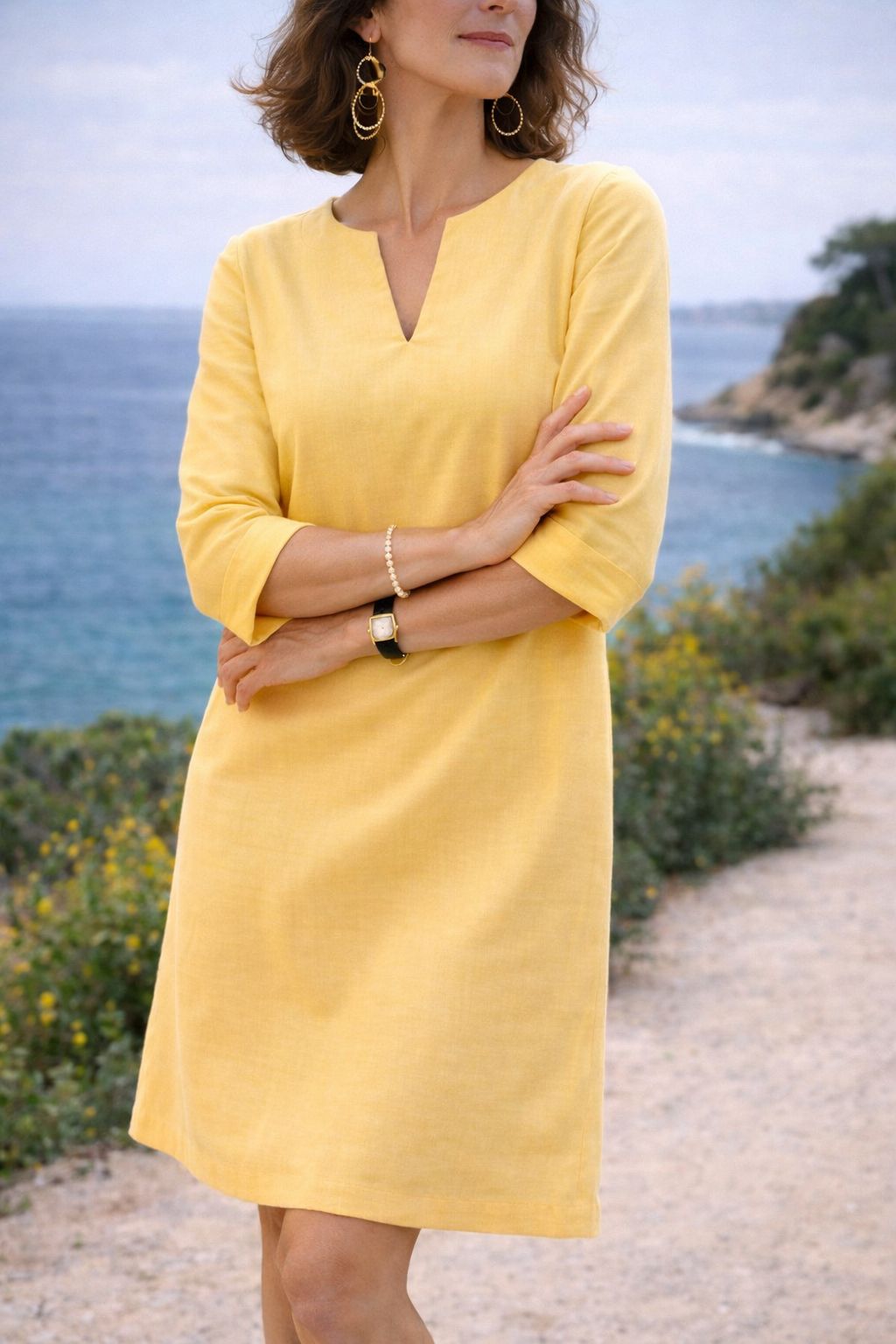Women's Shift Dress – Linen Blend Straight Cut Smart Casual Summer | Amelia 5