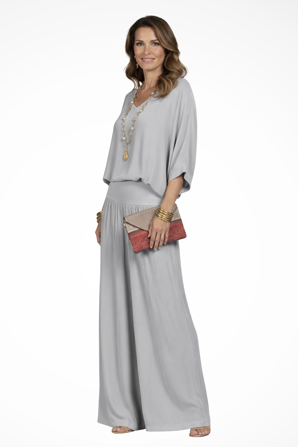 Women's Wide Leg Trousers – Cupro Blend Relaxed Fit Evening | Amelia 12
