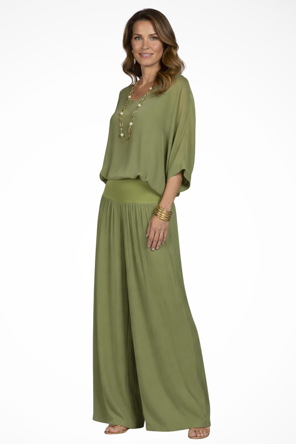 Women's Wide Leg Trousers – Cupro Blend Relaxed Fit Evening | Amelia 3