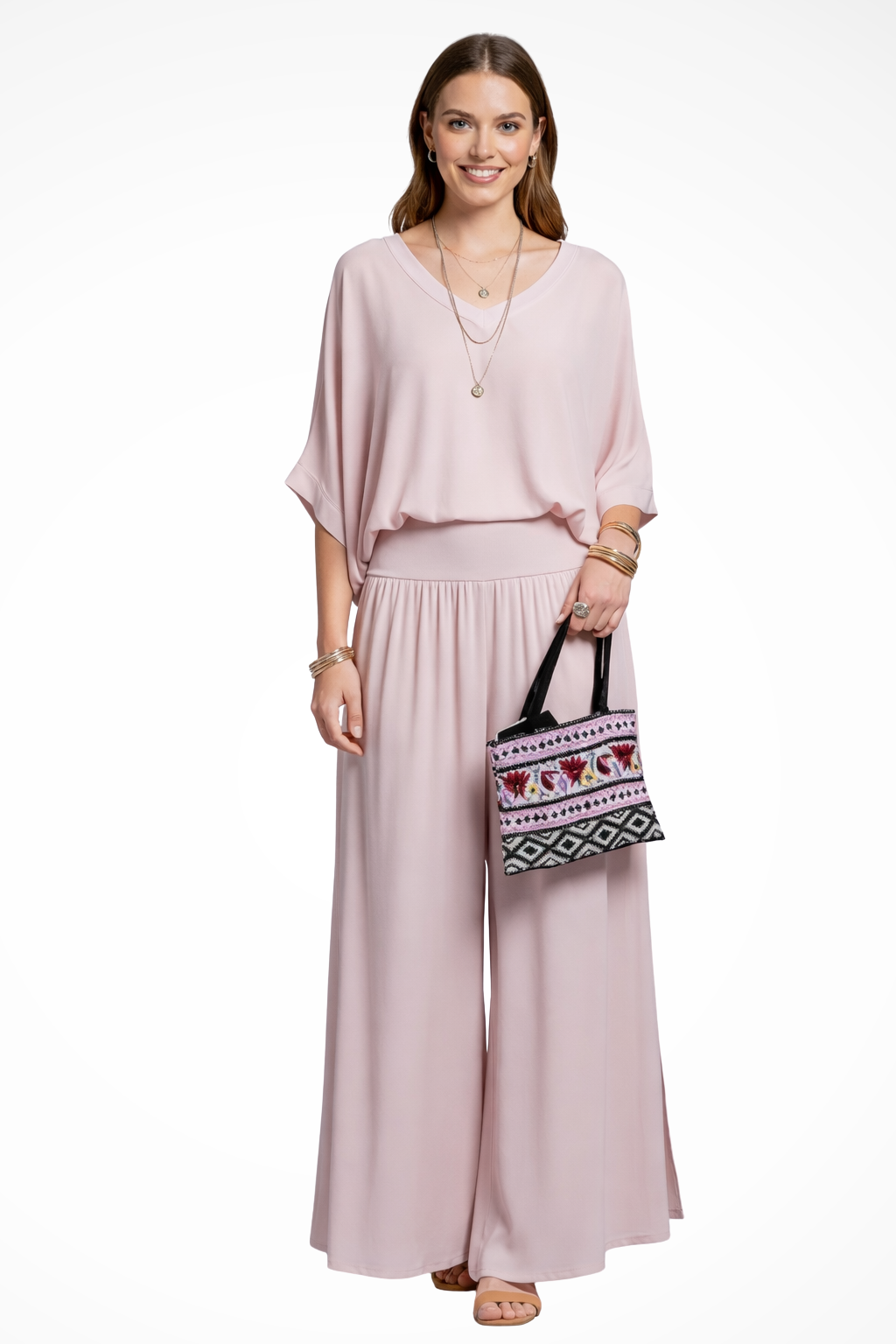 Women's Wide Leg Trousers – Cupro Blend Relaxed Fit Evening | Amelia 5