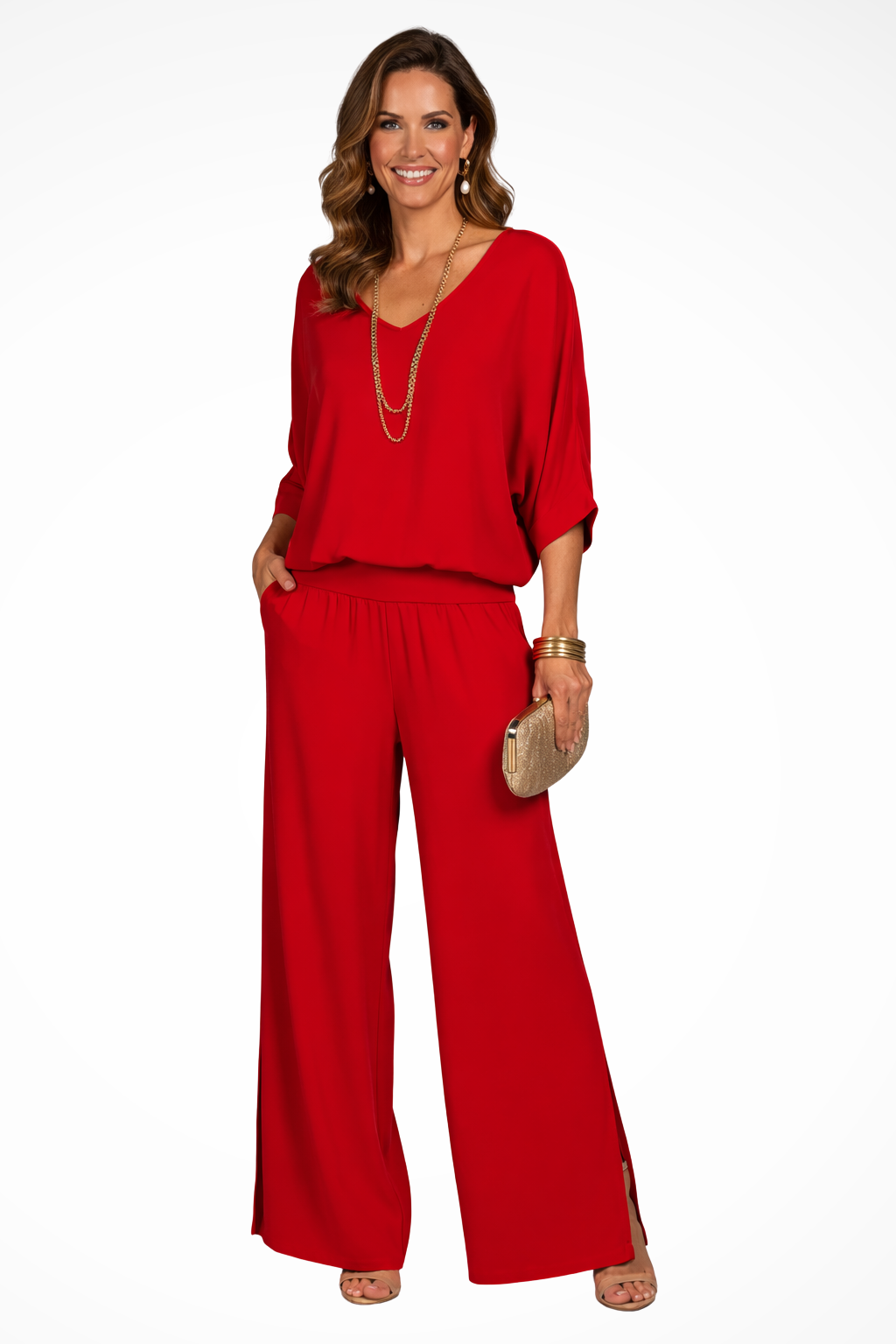 Women's Wide Leg Trousers – Cupro Blend Relaxed Fit Evening | Amelia 7