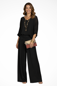 Elara | High Waist Wide Leg Evening Wear Cupro Blend Two Piece Set