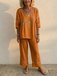 Sophie | Lace Trim Casual Relaxed Fit Two-Piece Set